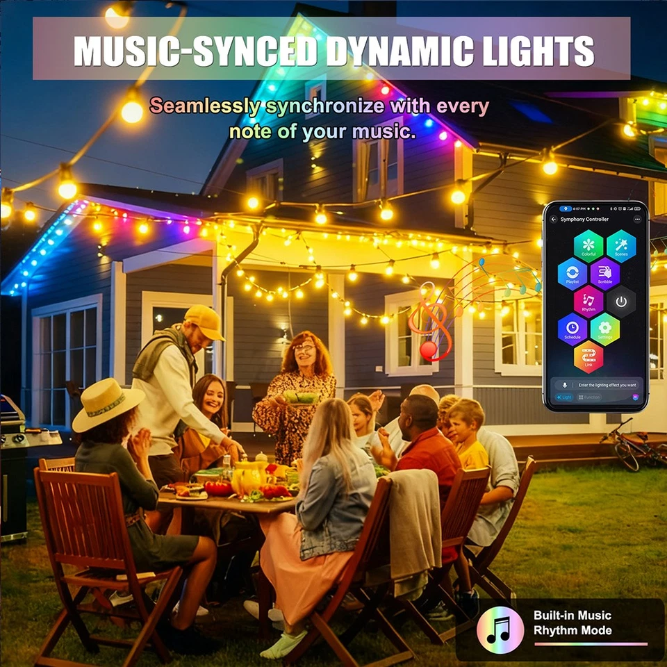 Permanent Outdoor Lights Christmas Waterproof Eaves RGB LED Remote & APP Control - Image 4 of 4