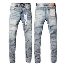 New Purple brand Men's personalized fashion inkjet Blue jeans