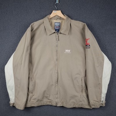 Vintage HELLY HANSEN Young America Jacket Mens 2XL Beige Bomber Cotton Canvas