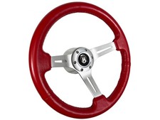 1961-74.5 Volkswagen Beetle 14 Red Leather Steering Wheel Brushed Kit 1316 1961-74.5 Volkswagen Beetle 14 Red Leather Steering Wheel Brushed Kit 1316