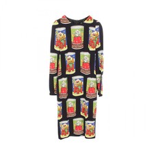 【Dress】DOLCE&GABBANA Tomato Can Print Long-Sleeve Dress Rayon Dark Navy