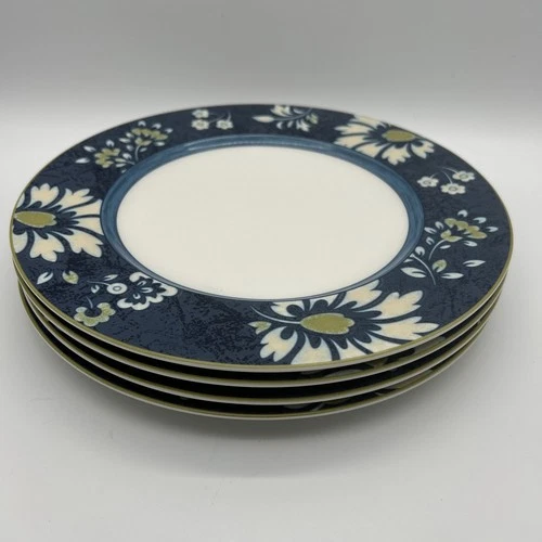 Set of 4 Noritake Blue Harbor Dinner Plates 11” Excellent Condition