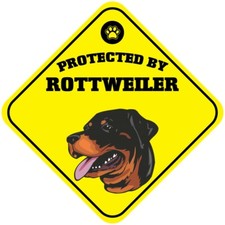 Yellow Aluminum Crossing Sign Protected by Rottweiler Dog Cross Xing