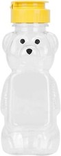 1Pcs Yellow Plastic Bear Honey Bottle Jars,Empty Honey Squeeze Bottle with Fl...