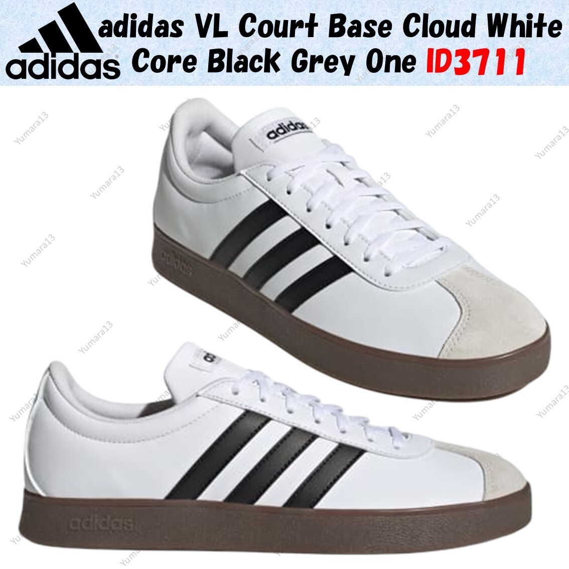 adidas VL Court Base Cloud White Core Black Grey One ID3711  display picture 3