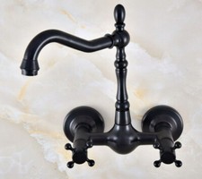Black Oil Rubbed Brass Kitchen Faucet Bathroom Sink Mixer Tap Wall Mount fnf855