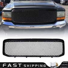 FITS 1999-2004 Ford F-250 F-350 Super Duty Front Bumper Glossy Black Grille Mesh