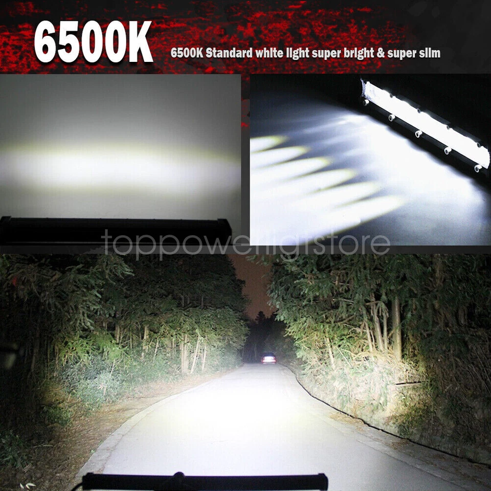 Slim 20 26 32" 38" 50" LED Barra de Luz de Trabajo Punto Inundación Niebla Conducción ATV SUV Offroad Foto 2 de 4