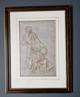 Jean-Antoine Watteau (1684-1721) Antiker Druck von Galant Man and Lady