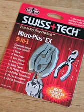 Swiss Tech Micro-Plus EX 9 In 1 Key Ring Tool New in Package Solid Stainless