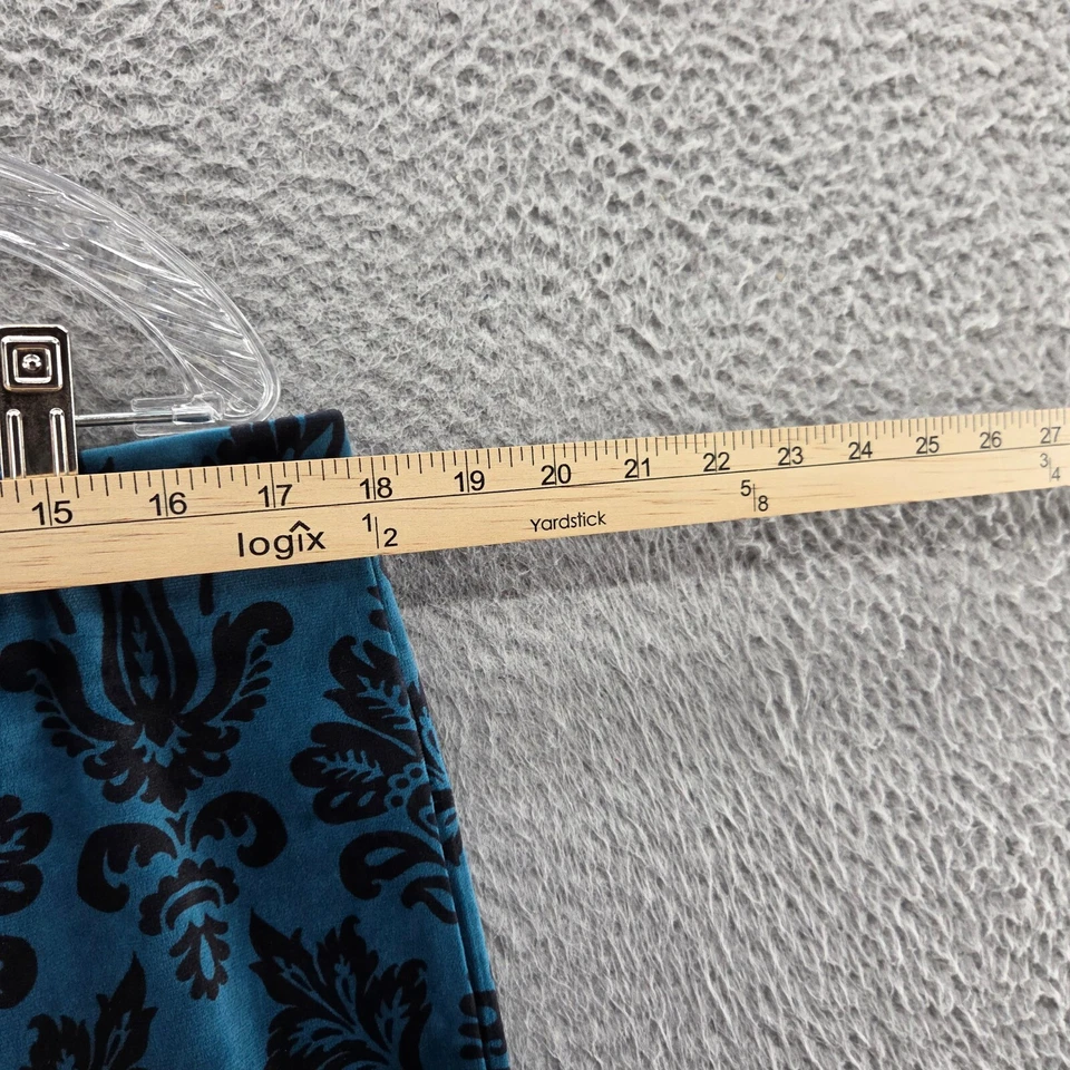 Chicos Zenergy Womens Velour Slim Leg Pants 2 Size 12 Blue Pull On Floral Aztec - Image 3 of 4