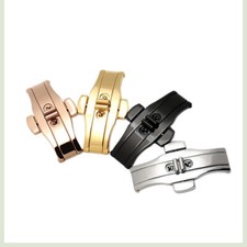 Premium Butterfly Double Push Watch Buckle Stainless Steel Folding Clasp 15-29mm