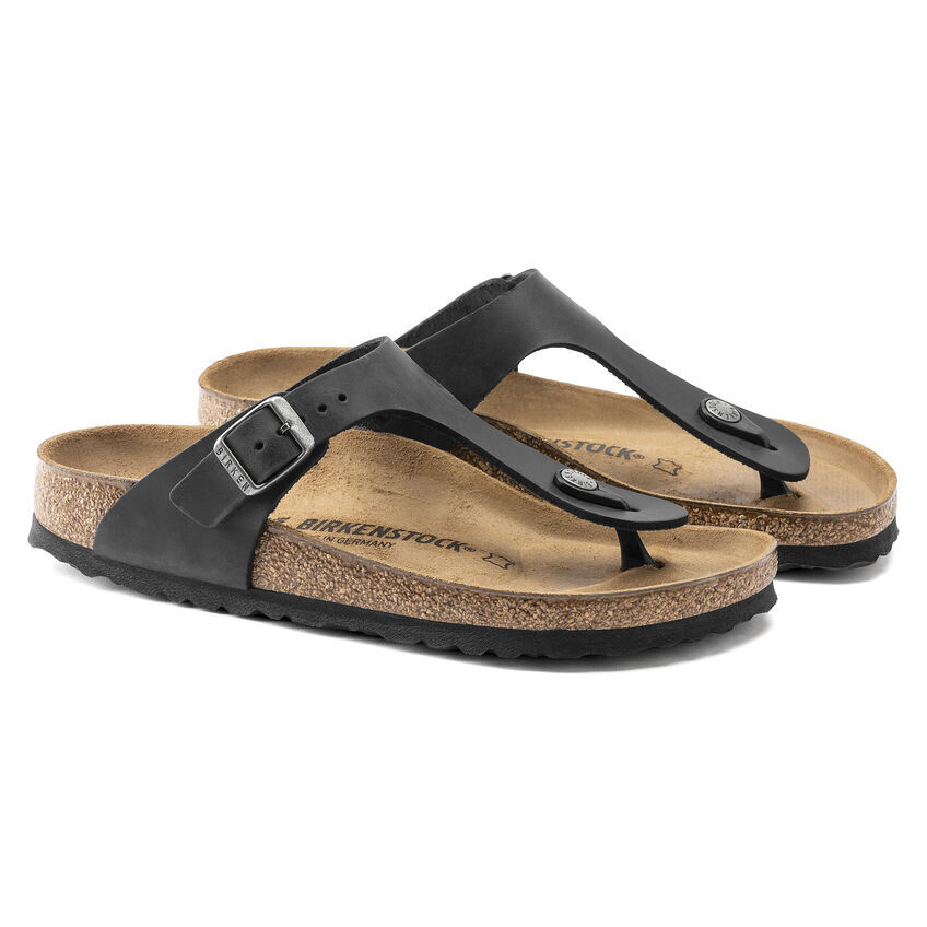 NIB Birkenstock Gizeh Oiled Leather In Black 845251 | eBay display picture 2