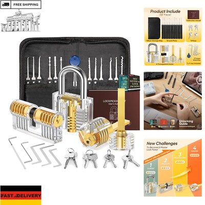 IPSXP Lockpicking Set, 32 Stück Dietrich Set mit 4 Transparentem Trainingssch...