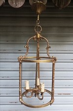Ancienne lanterne 3 feux cylindrique en bronze style Louis XVI - A restaurer
