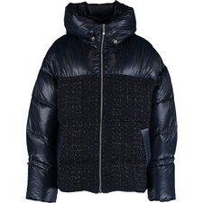 Bcbgmaxazria Puffer Jacket Bcbg Max Azria Blue Tweed Padded Zip Up Hooded Coat