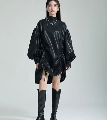 Women Long Sleeve Dress Japanese Loose Casual Standing collar cloak coat - Foto 12 di 15