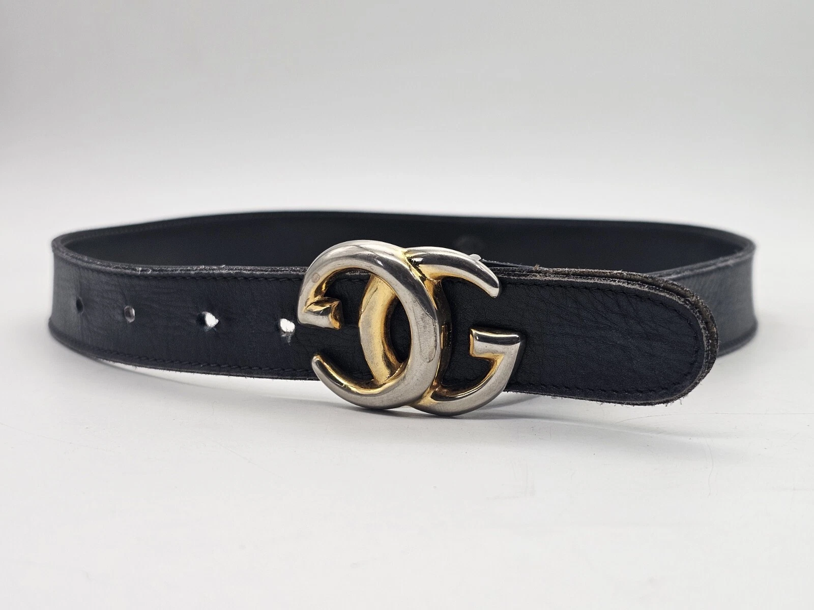 Ceinture vintage GUCCI cuir sourcils boucle imbriquée fabriquée en Italie 26 30 po