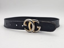 Vintage GUCCI Brow Leather Interlocking Buckle Belt Made in Italy 26-30 In