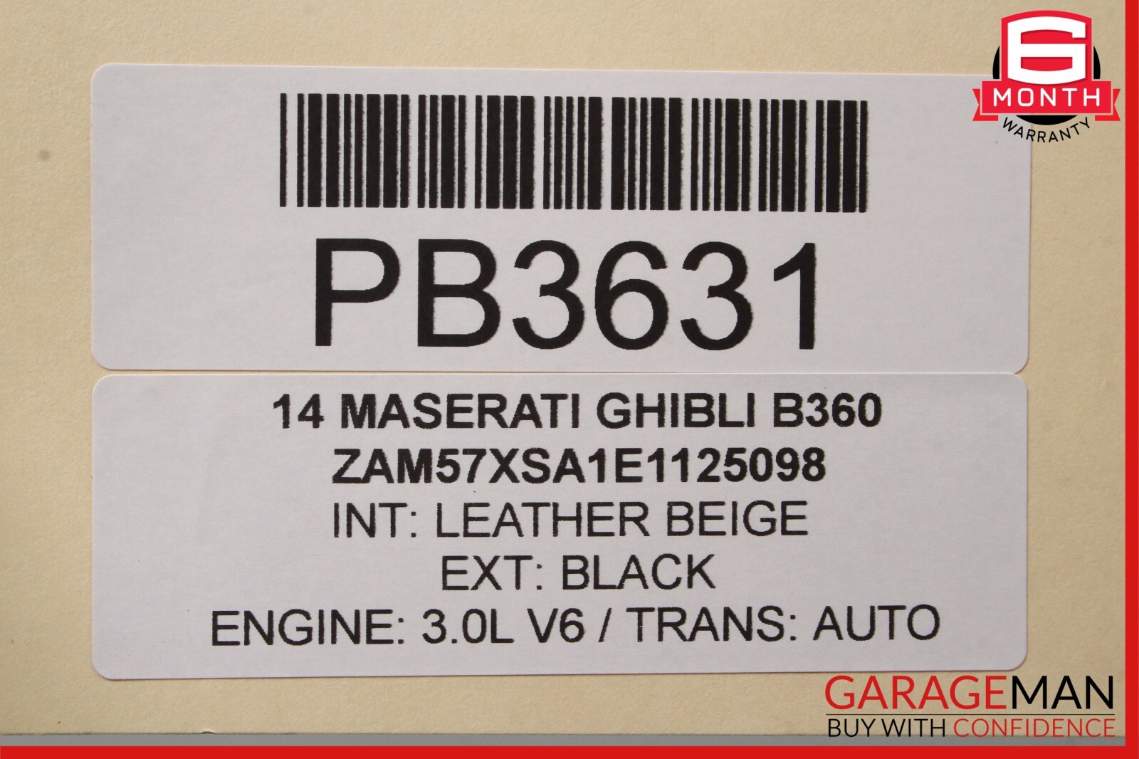 14-17 Maserati Ghibli Rear Left Side Complete Interior Door Panel Cover Black