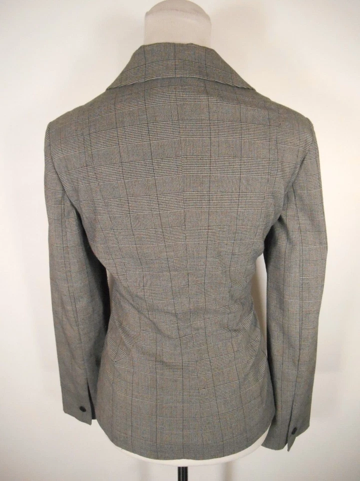 Hermosa Chaqueta Blazer Para Mujer Talla 10 Oscar De La Renta Gris A Cuadros LS Forrada Foto 4 de 4