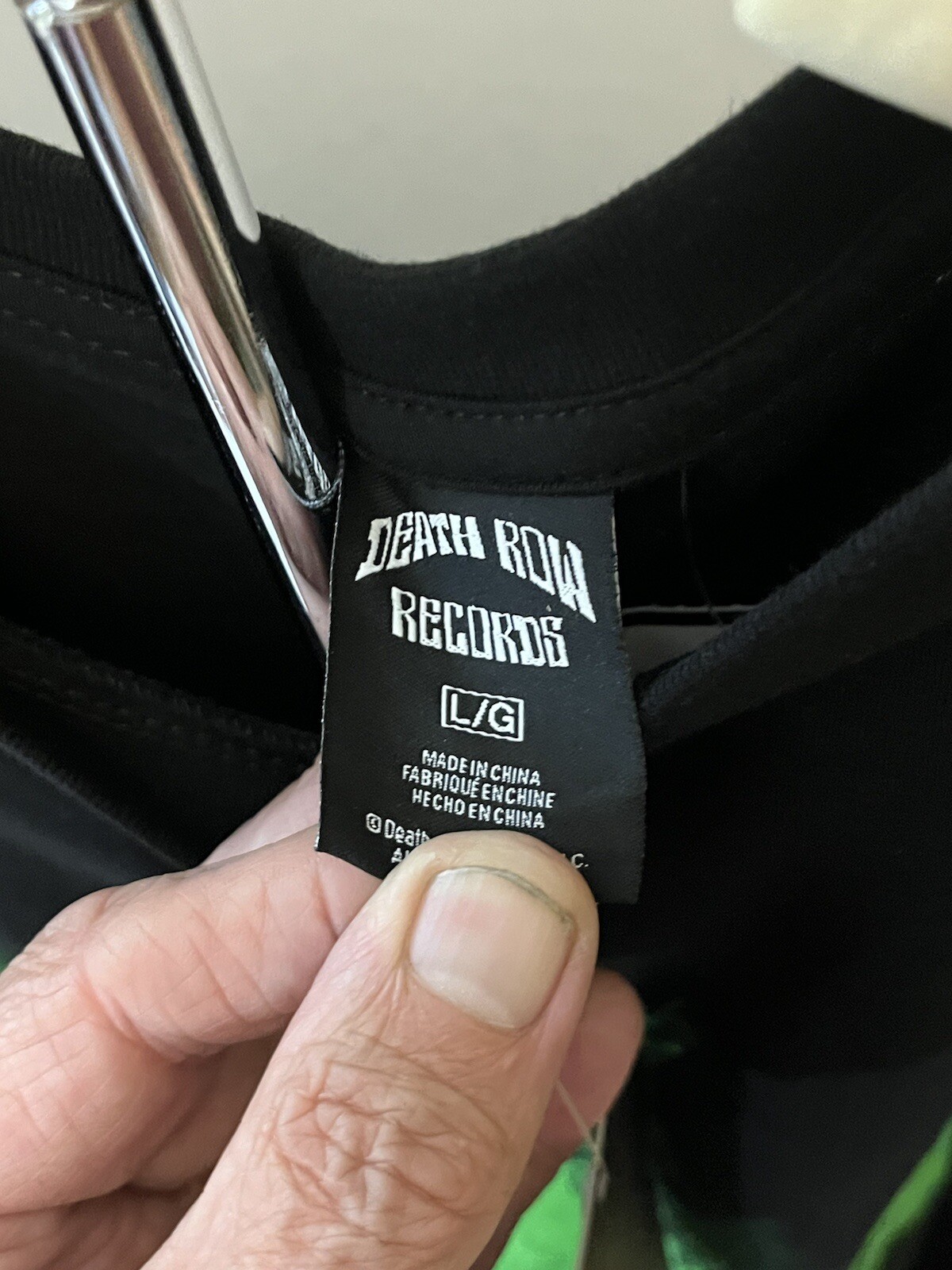 FILA Maglietta nera Death Row Records L con foglia di marijuana