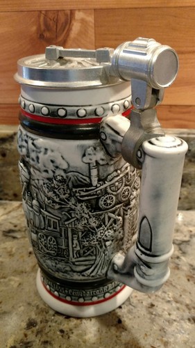 VINTAGE 1984 AVON AGE OF THE IRON HORSE LIDDED CERAMIC STEIN - Picture 4 of 8