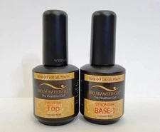 BIO SEAWEED Soak off GEL NO-WIPE TOPCOAT + STRONGER BASE -1 0.5oz Combo On Sale