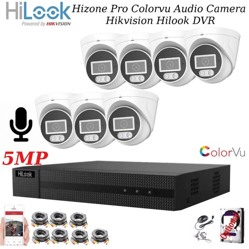 HIKVISION HILOOK 5MP CCTV SYSTEM DVR 24/7 HOURS COLORFUL AUDIO MIC CAMERA KIT UK - Picture 23 of 31