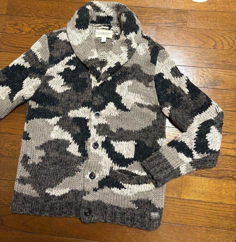 Ralph Lauren Denim & Supply Chunky-Knit Camo Cardigan HANDKNIT