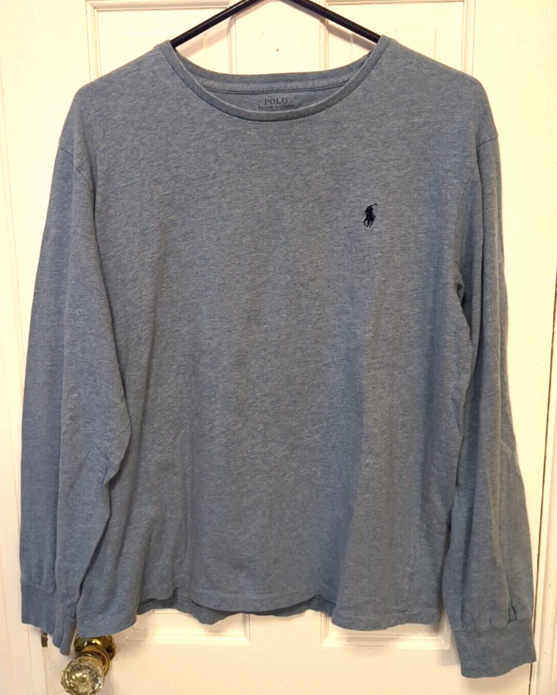 Polo Ralph Lauren T Shirt Uomo Taglia L Grande Blu Manica Lunga Classica Pony Adulti