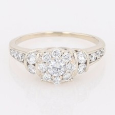 1.02ctw Round Cut Diamond Halo Engagement Ring 14k White Gold Size 7.5