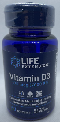 Life Extension Vitamin D3 175 mcg (7000 IU), 60 softgels