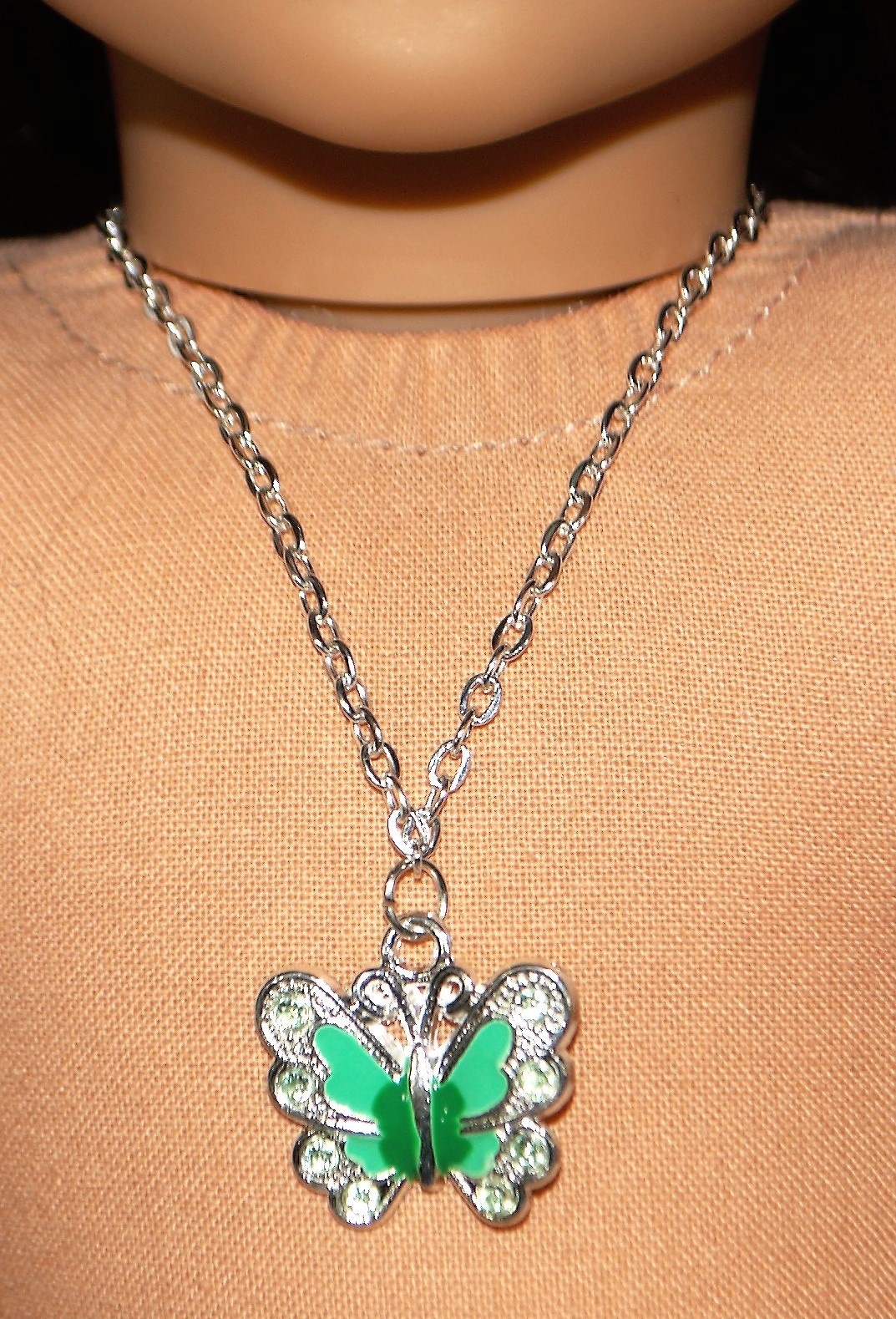 Green Butterfly Necklace for 18-Inch American Girl Dolls-image