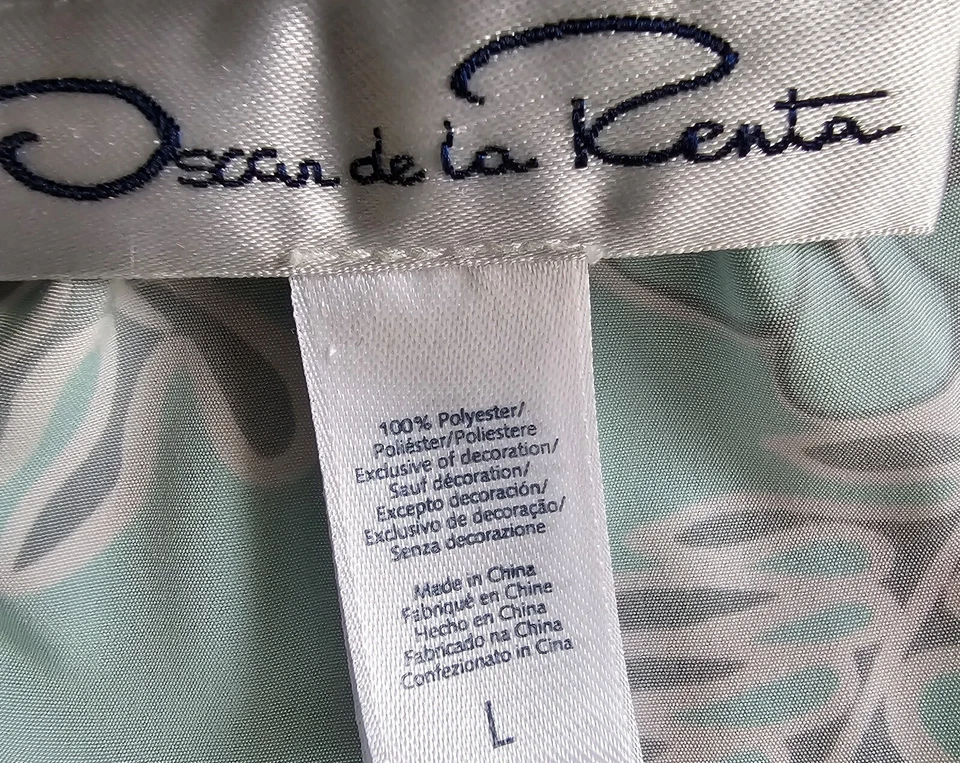 Oscor de la Renta Womens Nightgown Gown Dress Size L Large Green White Floral - Image 2 of 4