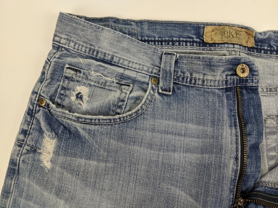 Pantalones de mezclilla BKE Marshall con hebilla para hombre talla 35x32 desgastados holgados años 90 pierna ancha puños Foto 4 de 4