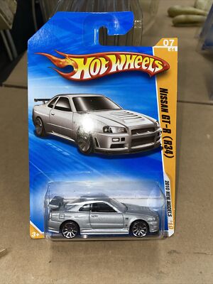 Nissan Skyline GT-R R34 シルバー Hot wheels NISSAN SKYLINE GT-R R34 Silver 2010 New models Mint,in