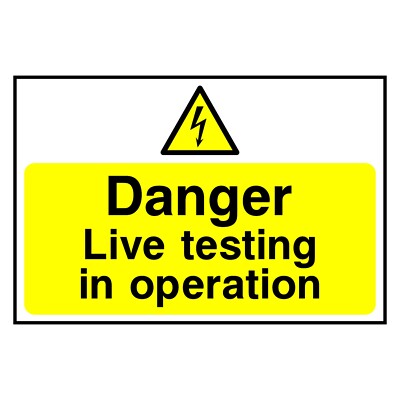 Gefahr Live Test Schild oder Aufkleber | LOCK0022