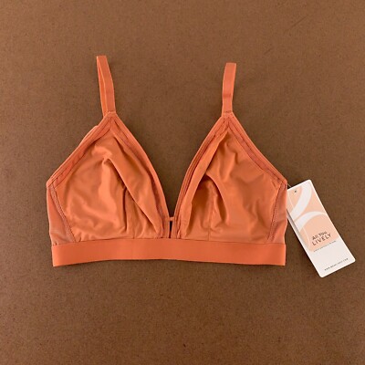 All You Lively Women's Size 1 (32/34) Peach Mesh Trim Wireles Bralette NWT