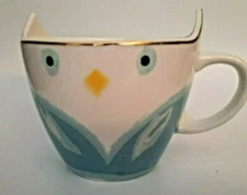 Urban Gourmet Foods Owl Mug Turquoise White Gold Trim Pointed Ears 12 oz
