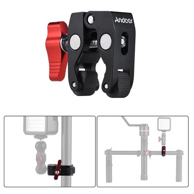 Andoer Crab Clamp Super Clamp with 1/4 & 3/8 Threaded for DSLR Rig Monitor E2Q6