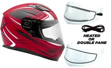 XS Snowmobile Helmet Adult Red Full Face Double Pane Shield or Heated DOT TH129
