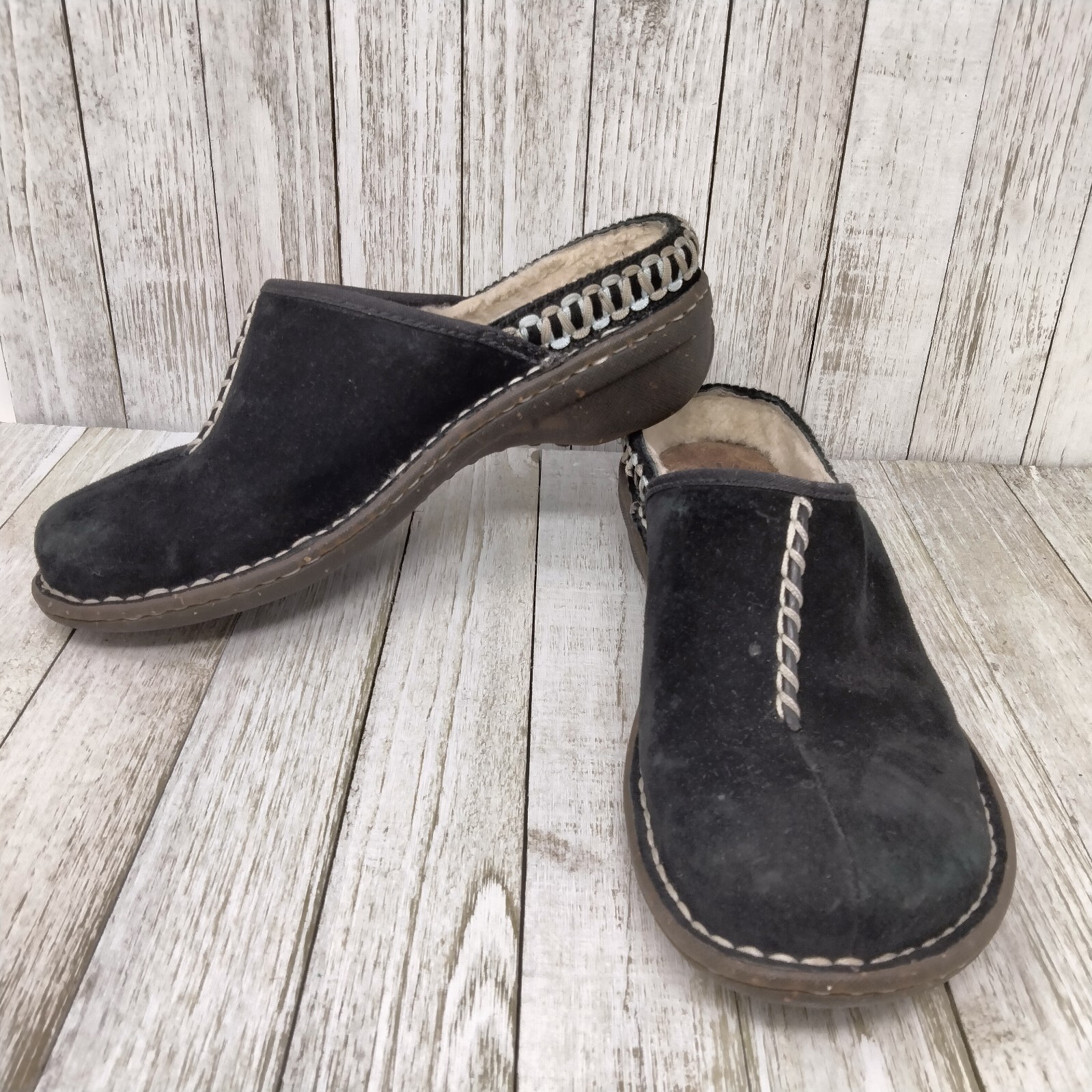 UGG Kohala Clog Mule Shoes Womens Size 6 Suede Black Shearling Lined Slip  On | eBay
