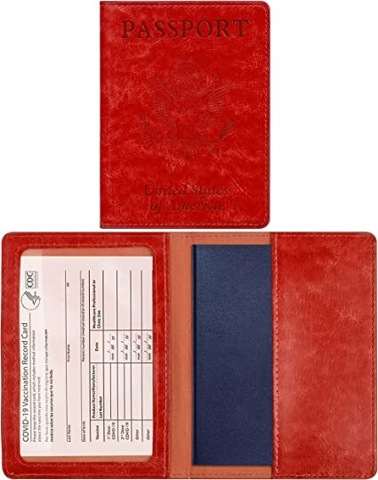 Leather RFID-Blocking Passport Holder with Vaccine Card Slot for Travel-image