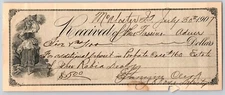 McAlester, Oklahoma 1907 Territorial Receipt re: Probate Case
