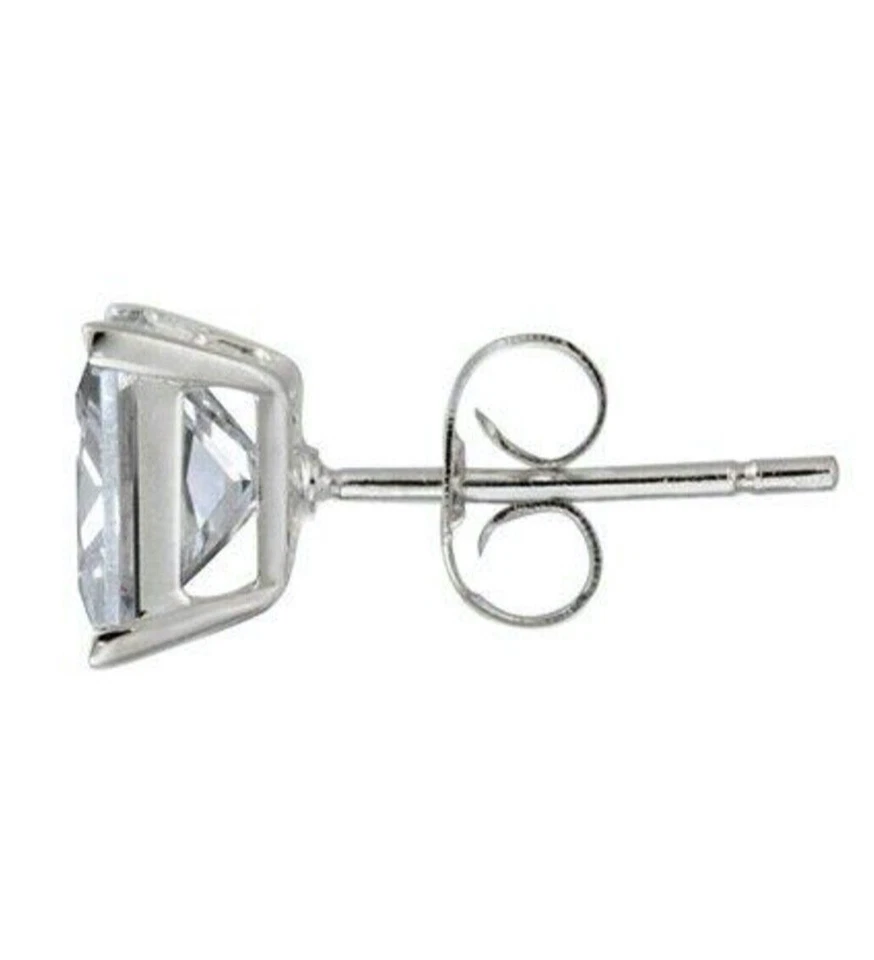 1,25 CTTW. Conjunto de brincos de safira branca princesa em prata esterlina maciça - Imagem 2 de 2