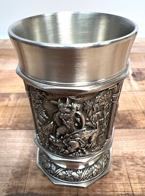German Rein Zinn 95% Pewter Cup, 3 Raised Relief Designs - 3.5