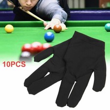 10PC Black Spandex Snooker Billiard Cue Glove Pool Left Hand Three Finger Unisex