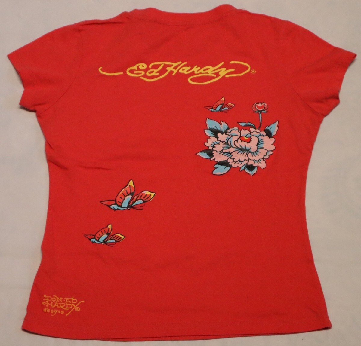 【雰囲気抜群❗️】00's Ed Hardy 鯉 和柄 黒 チビTシャツ Y2K Vintage Y2K ED HARDY womens Embellished Koi Fish T shirt