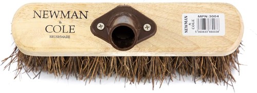 Newman and Cole 10" Wooden Broom Head with Stiff Natural Hard Bristle - Replace - Picture 2 of 8